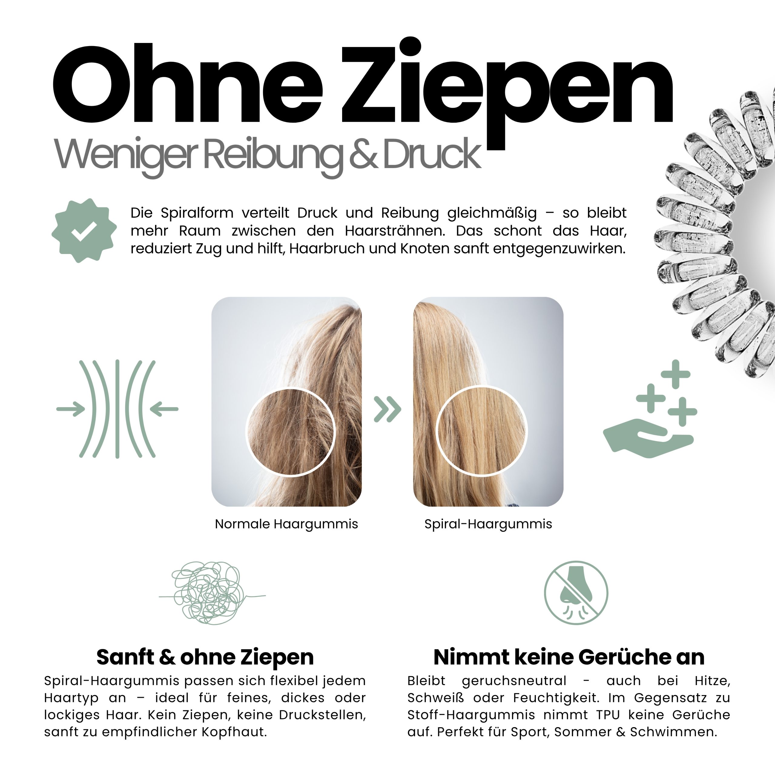 Spiral Haargummi Transparent | 5er Pack - 4cm – Bild 5