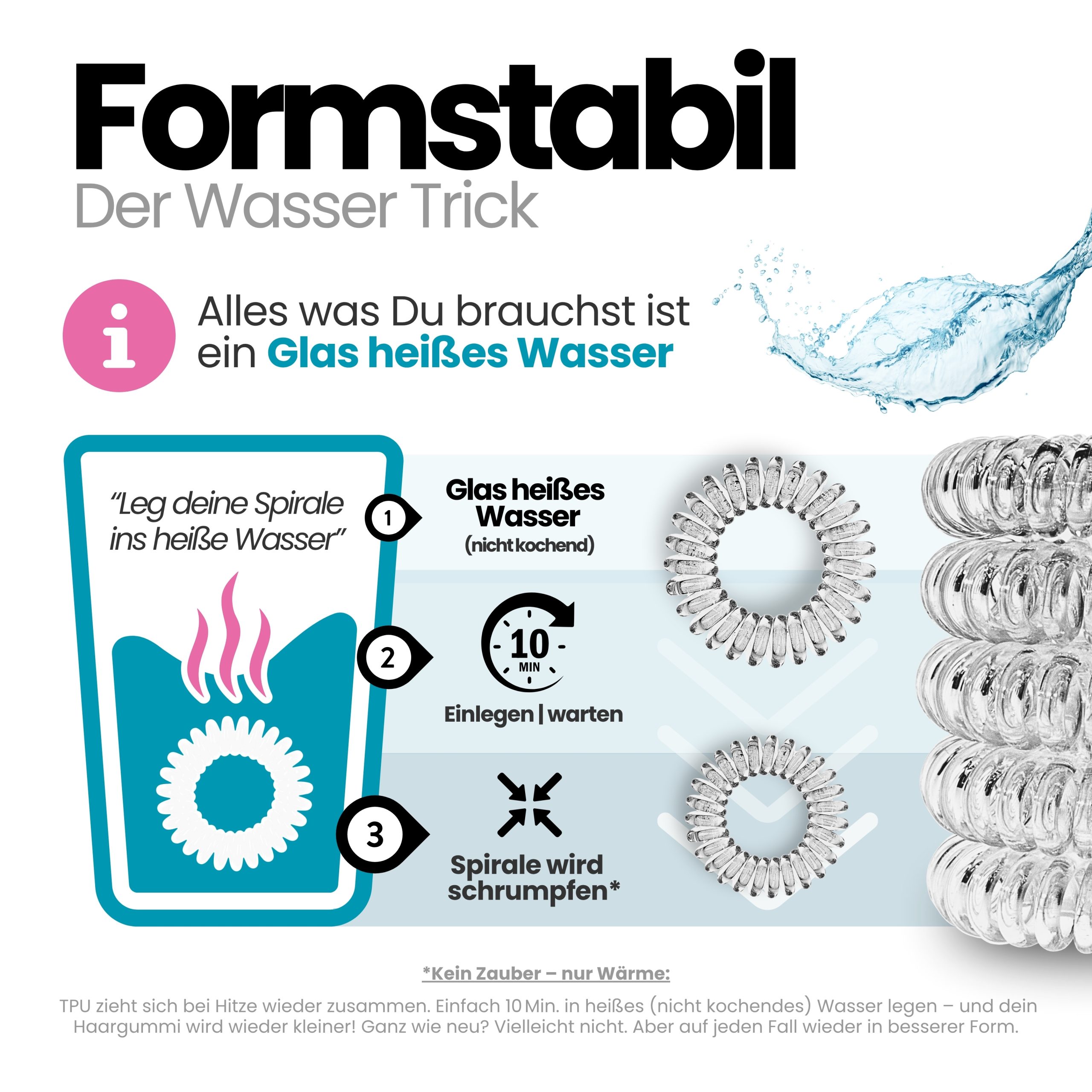 Spiral Haargummi Transparent | 5er Pack - 4cm – Bild 6
