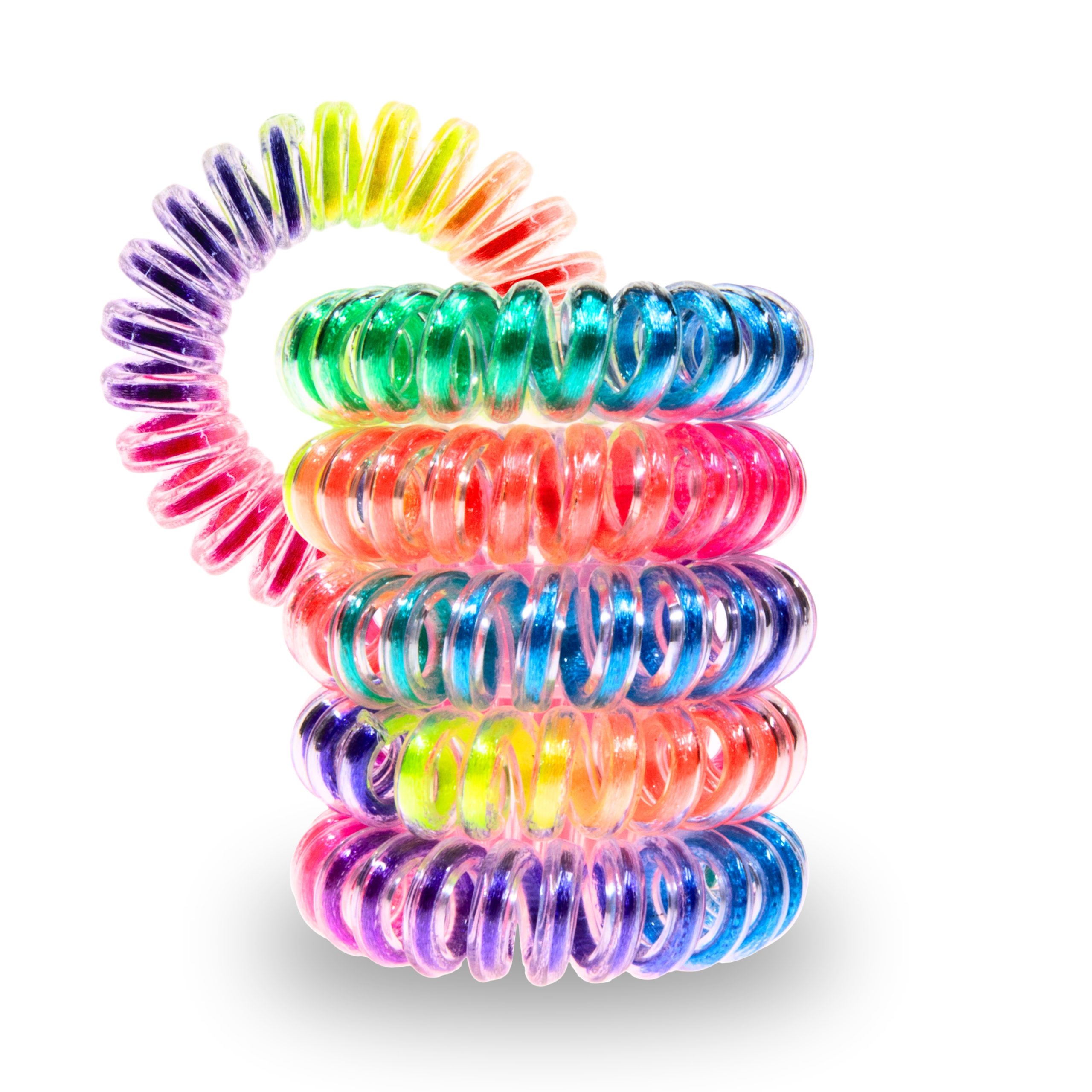 Spiral Haargummi Regenbogen | 5er Pack - 4cm