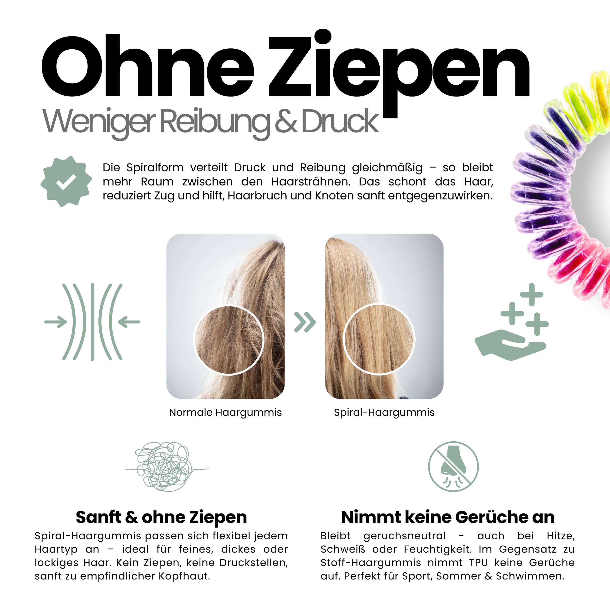 Spiral Haargummi Regenbogen | 5er Pack - 4cm – Bild 5