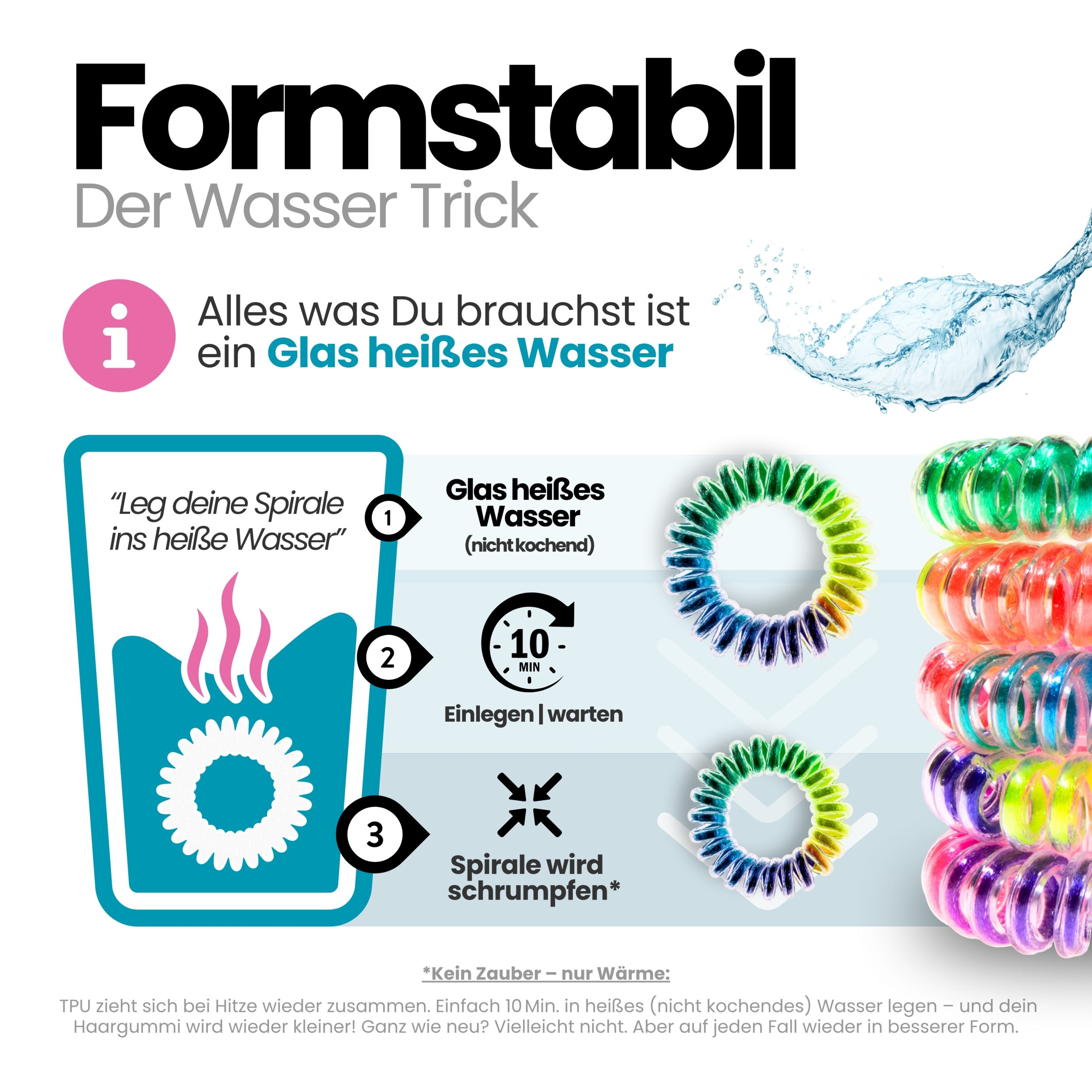 Spiral Haargummi Regenbogen | 5er Pack - 4cm – Bild 6