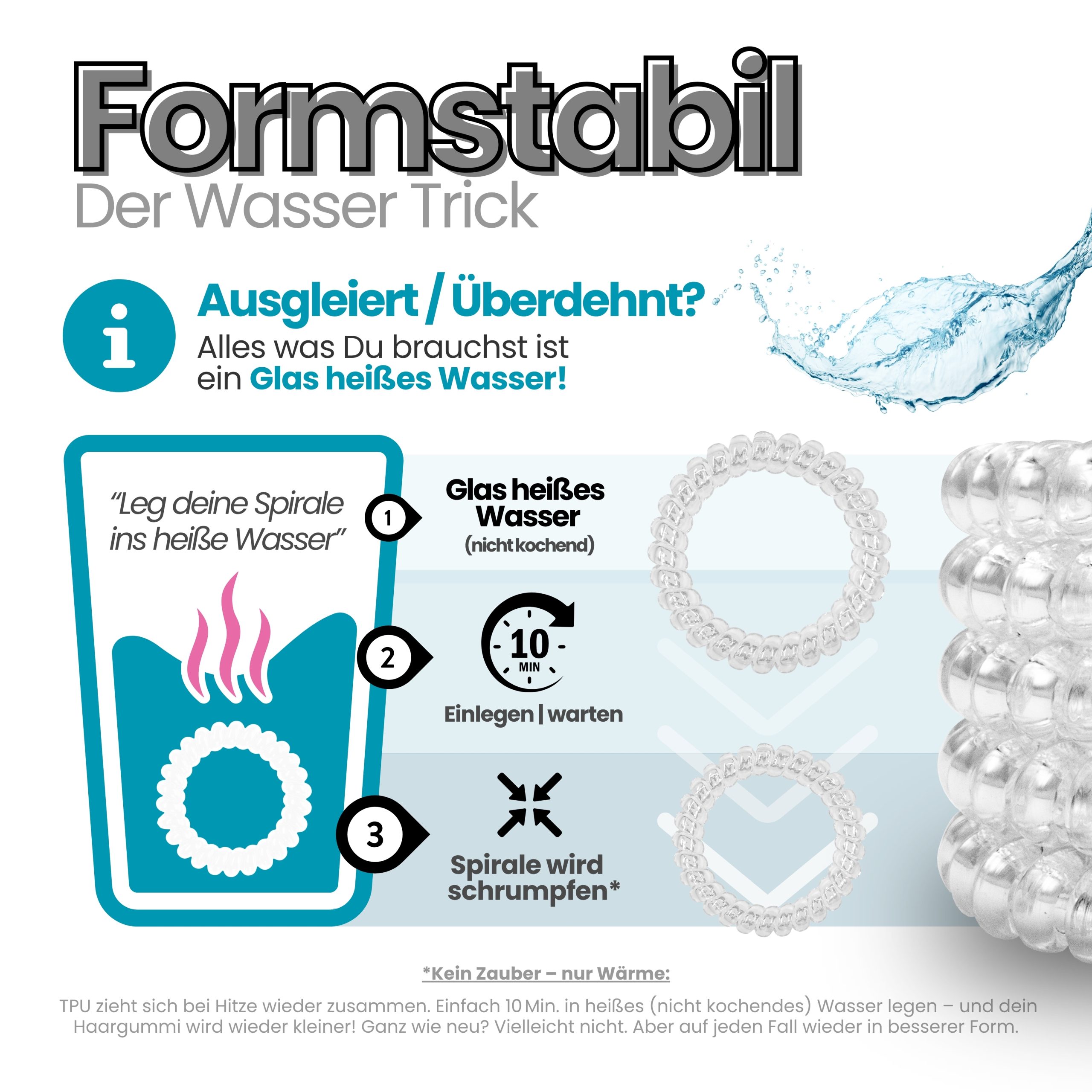 Spiral Haargummi Transparent | 10er Pack - 5cm – Bild 6