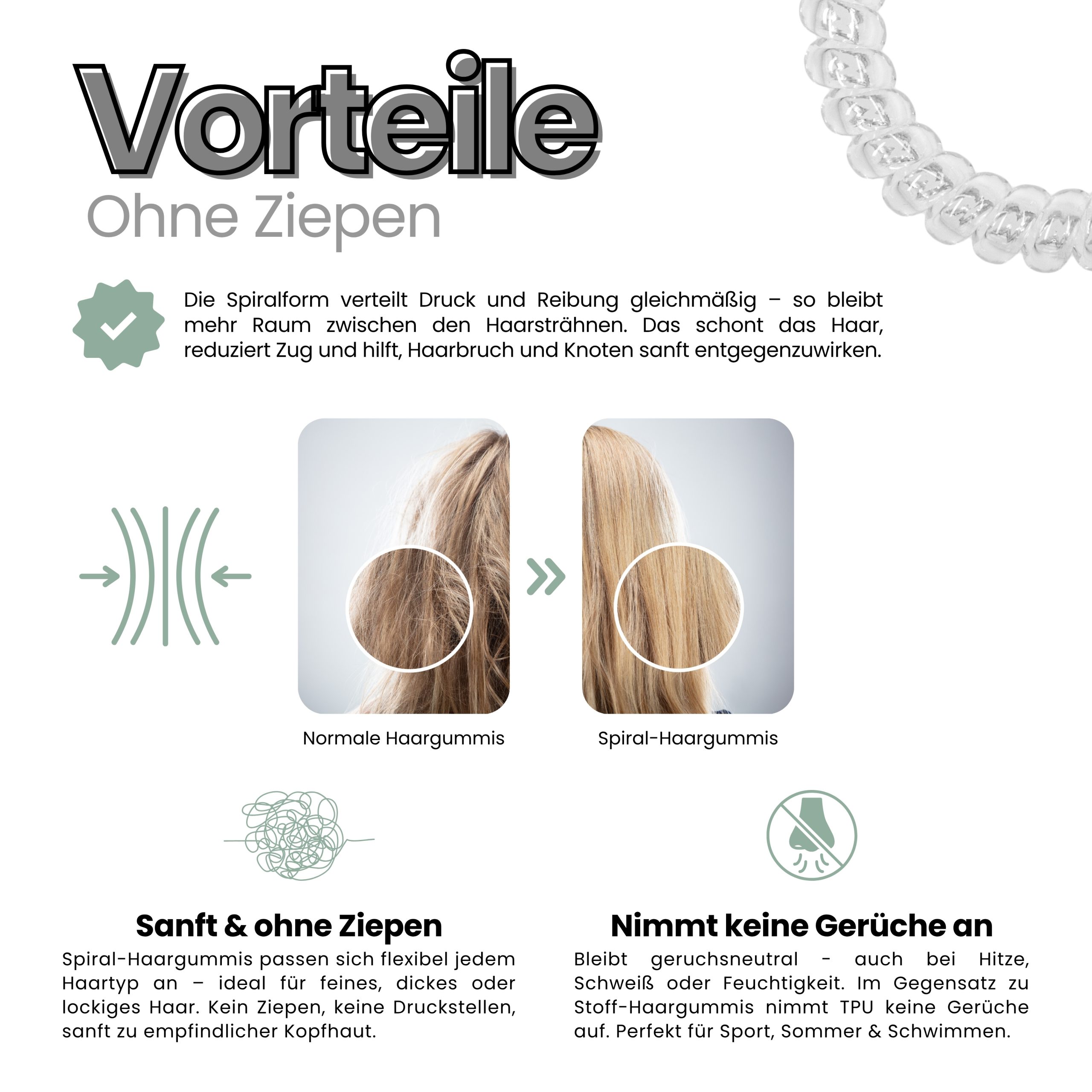 Spiral Haargummi Transparent | 5er Pack - 5cm – Bild 5