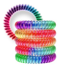 Spiral Haargummi Regenbogen | 5er Pack - 5cm