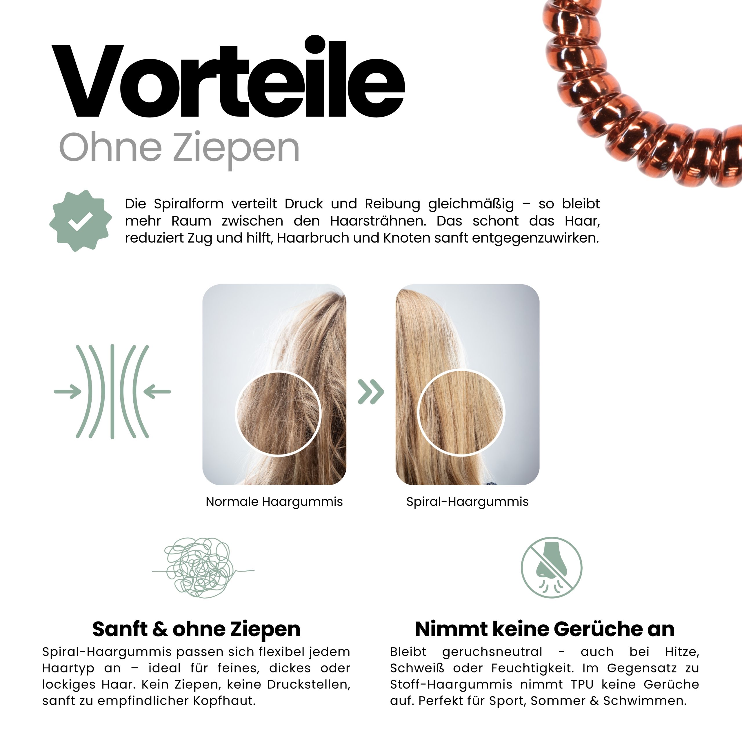 Spiral Haargummi Rot-Braun | 10er Pack - 5cm – Bild 5