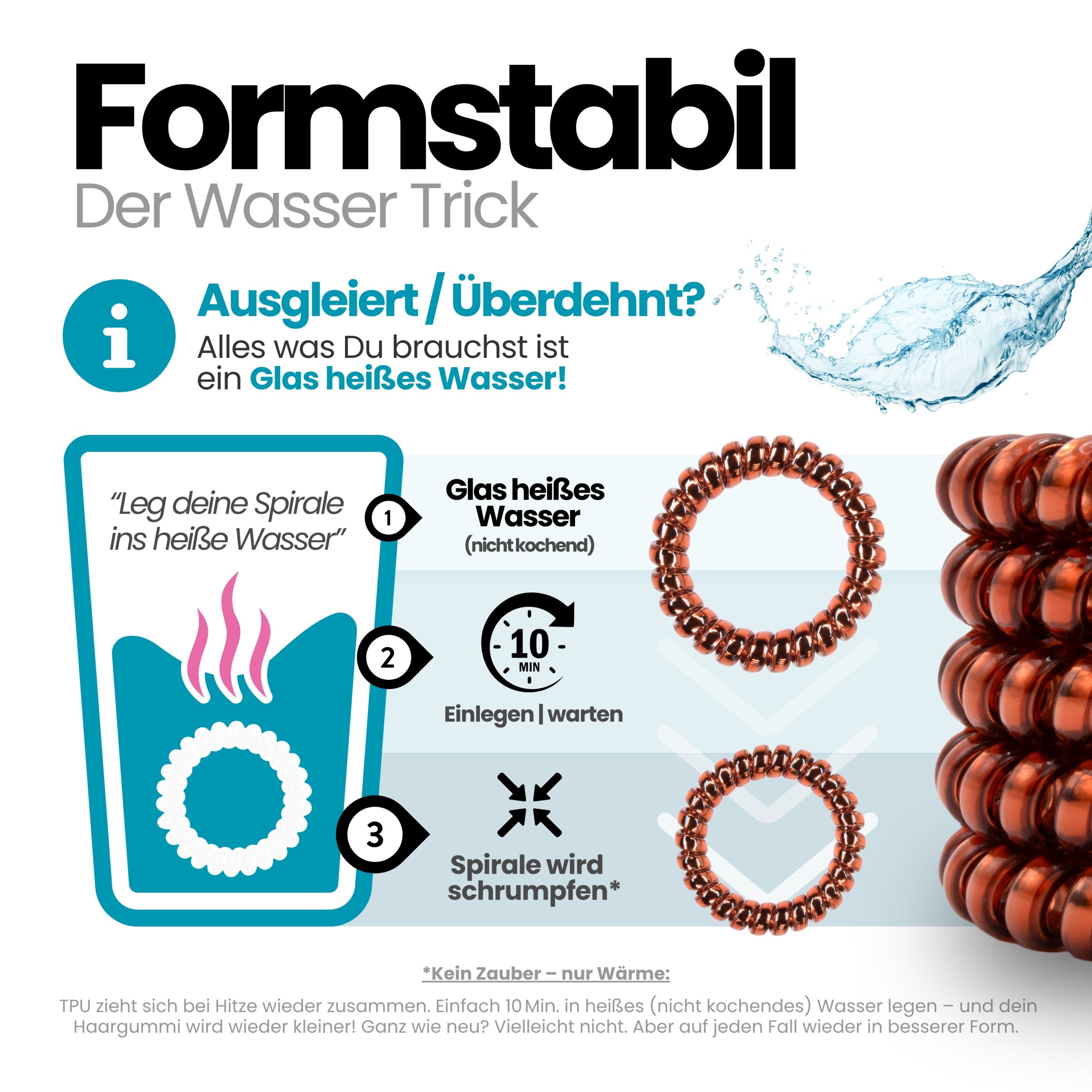 Spiral Haargummi Rot-Braun | 10er Pack - 5cm – Bild 6