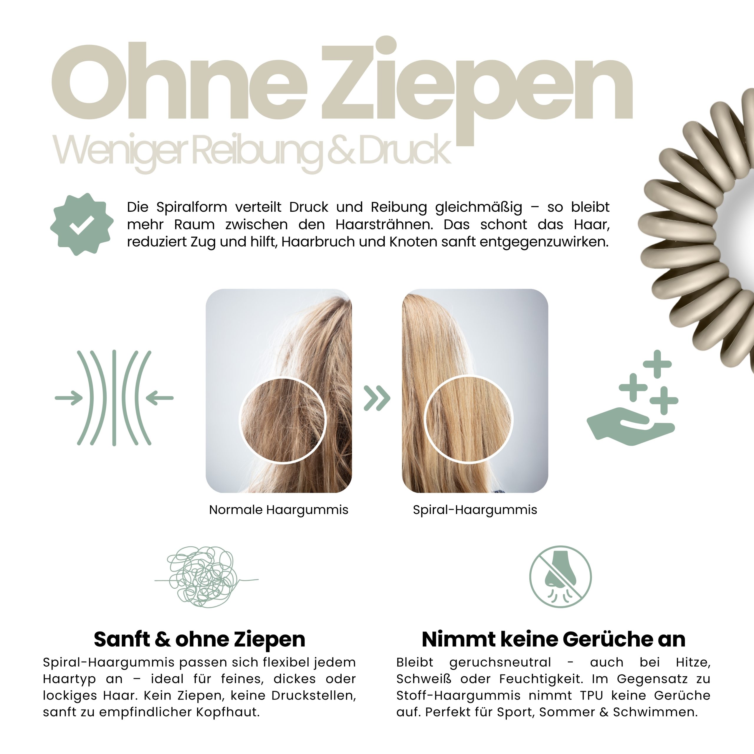 Spiral Haargummi Taupe | 10er Pack - 4cm – Bild 5