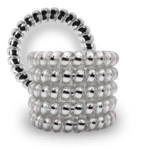 Spiral Haargummi Silber | 5er Pack - 5cm