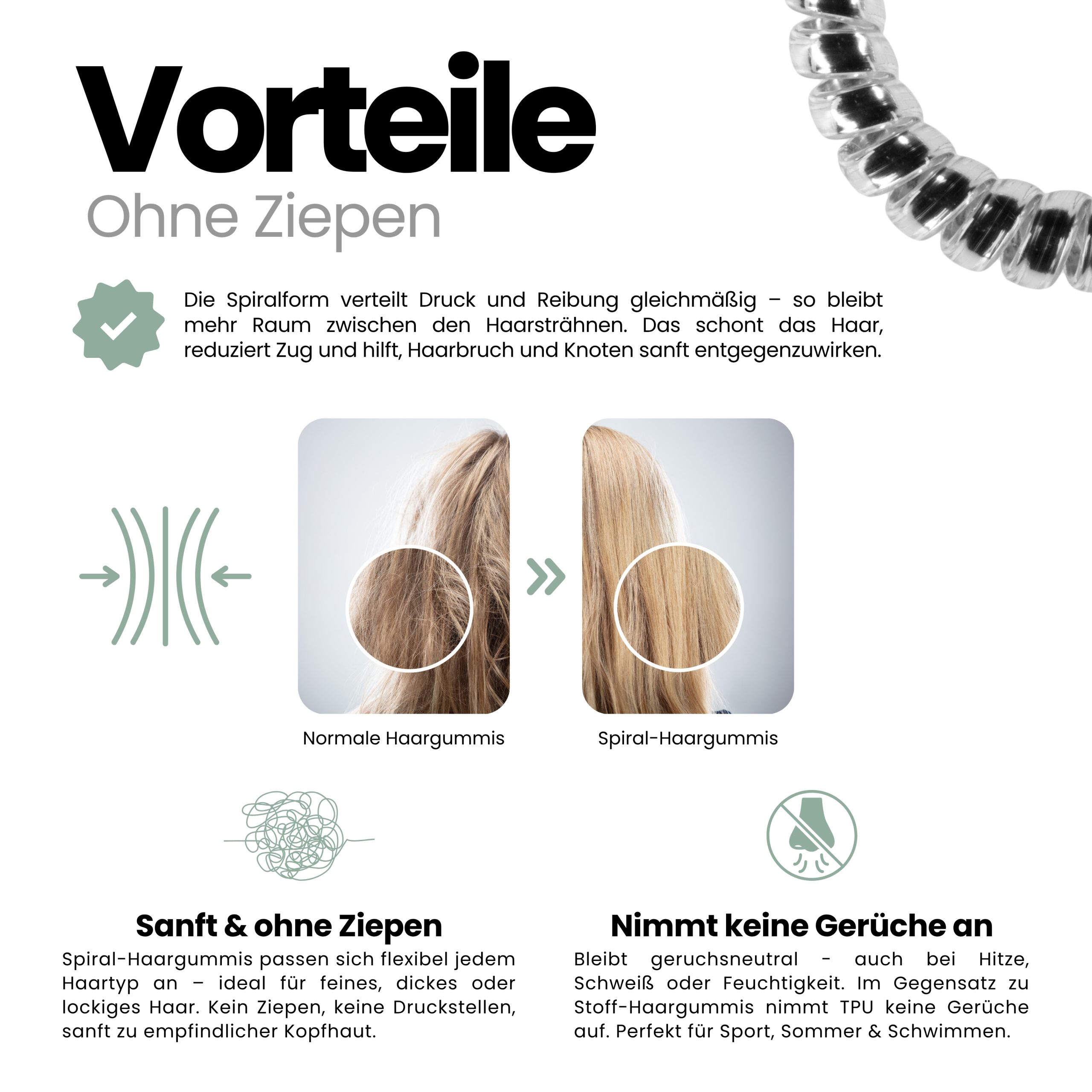 Spiral Haargummi Silber | 5er Pack - 5cm – Bild 5
