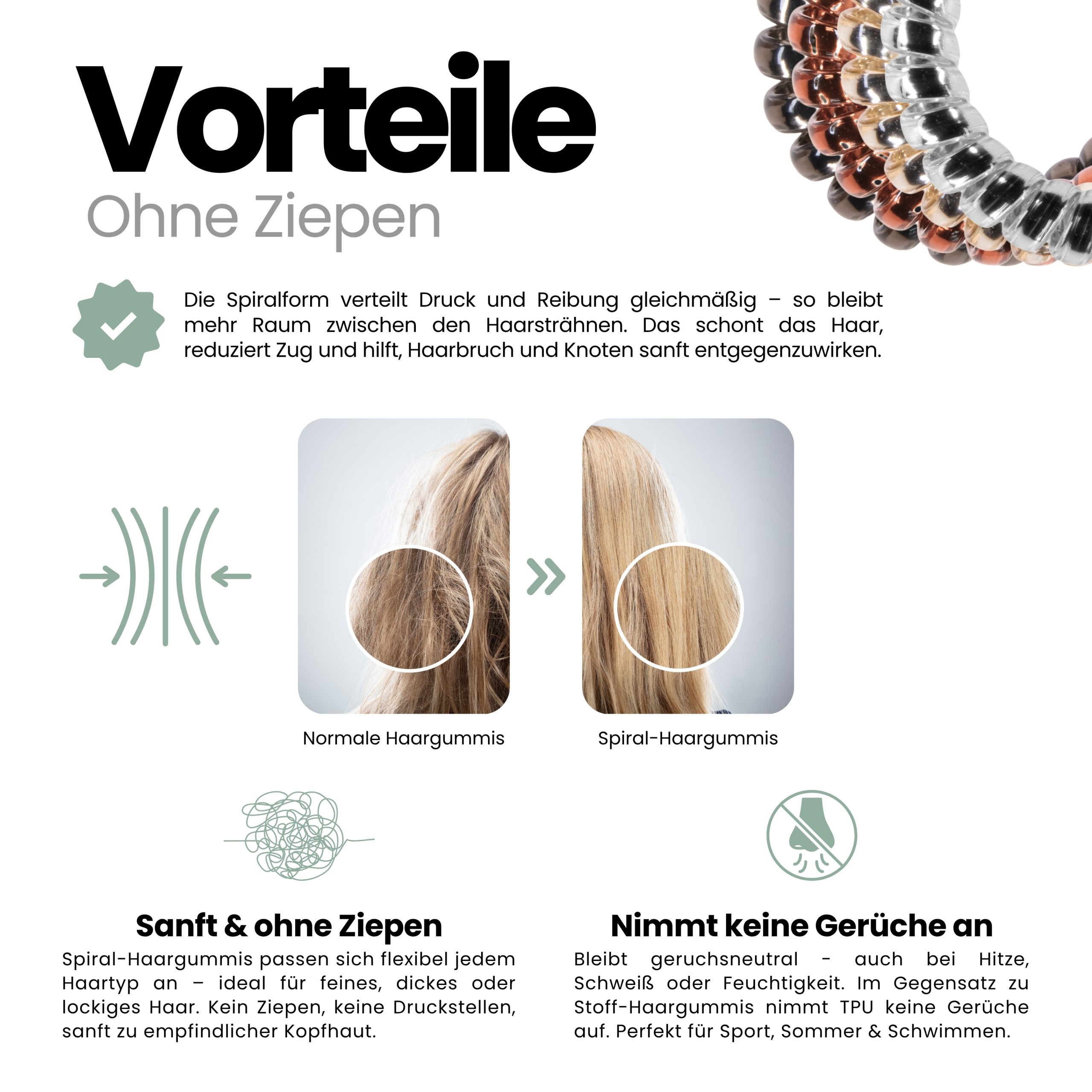 Spiral Haargummi 4 Farben | 8er Pack - 5cm – Bild 5