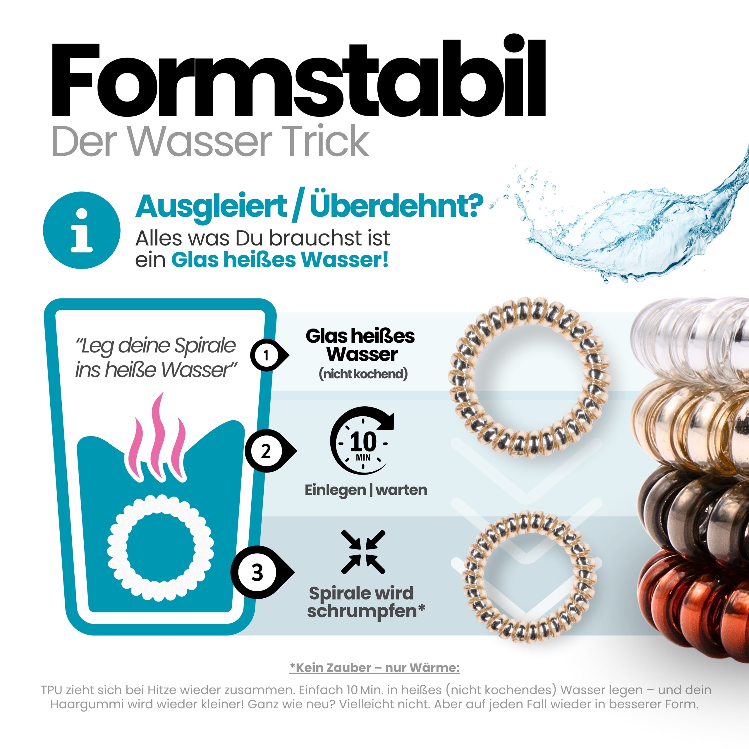 Spiral Haargummi 4 Farben | 8er Pack - 5cm – Bild 6