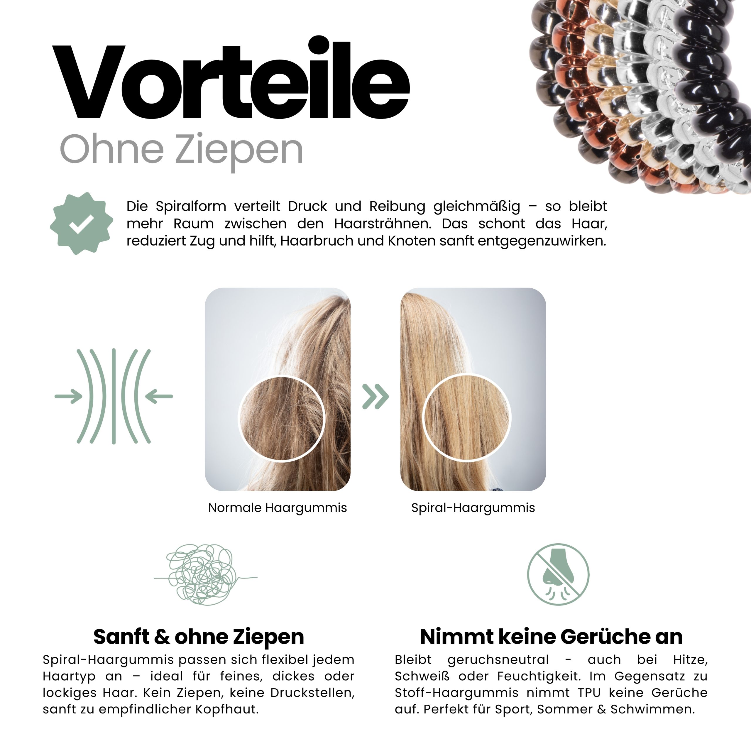 Spiral Haargummi 6 Farben | 12er Pack - 5cm – Bild 5