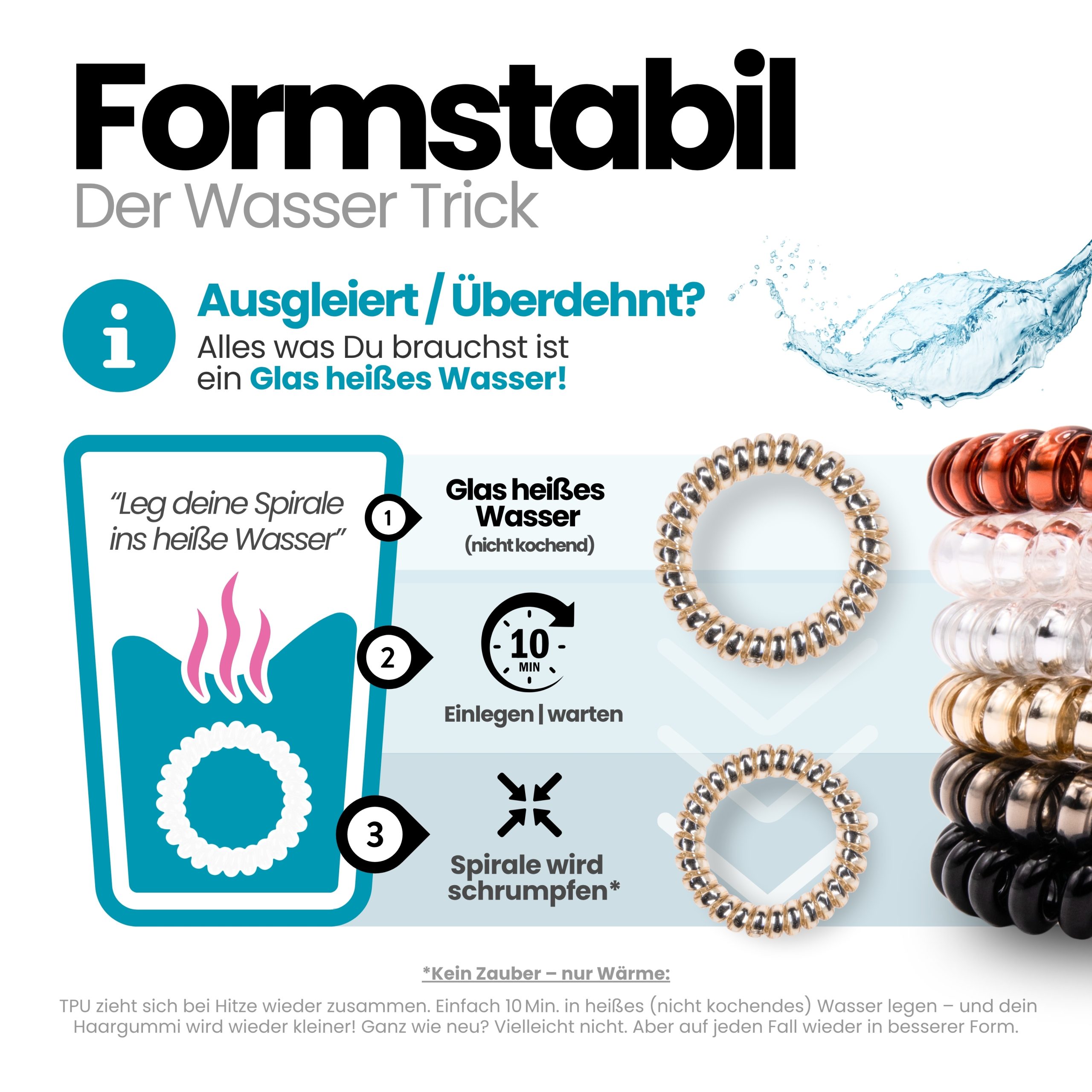 Spiral Haargummi 6 Farben | 12er Pack - 5cm – Bild 6