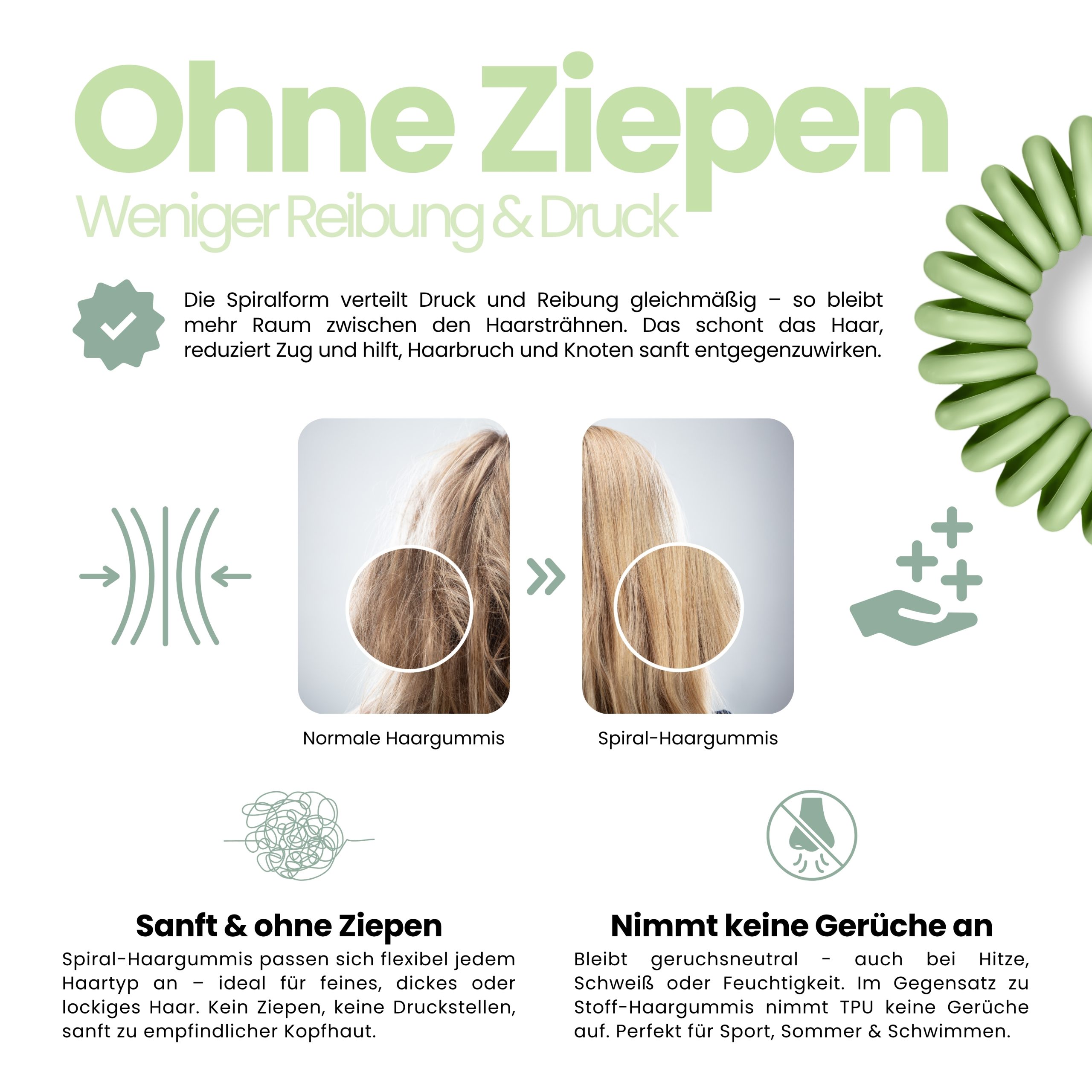 Spiral Haargummi Mintgrün | 5er Pack - 4cm – Bild 5