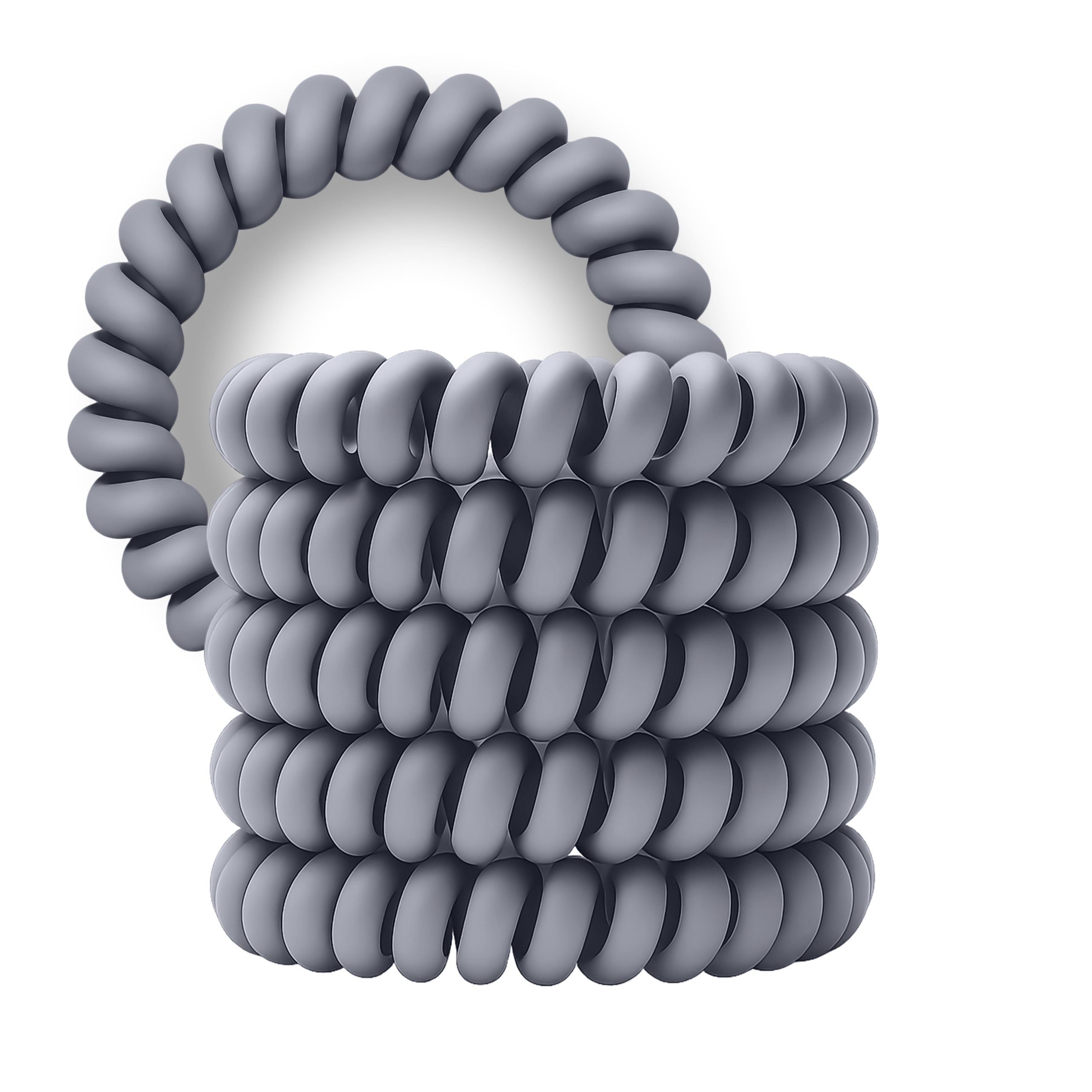Spiral Haargummi Hellgrau | 5er Pack - 5cm