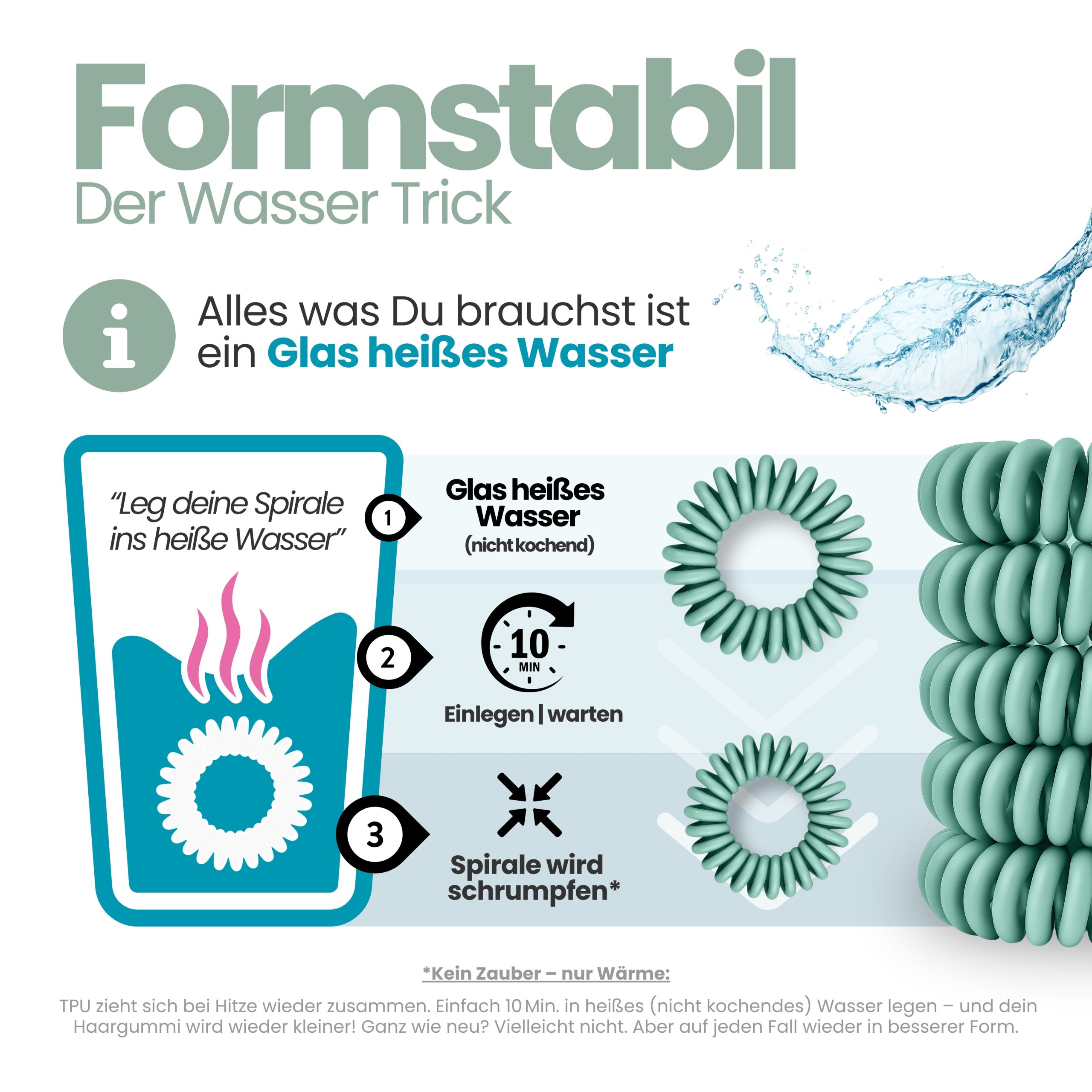 Spiral Haargummi Pastell Petrol | 10er Pack - 4cm – Bild 6