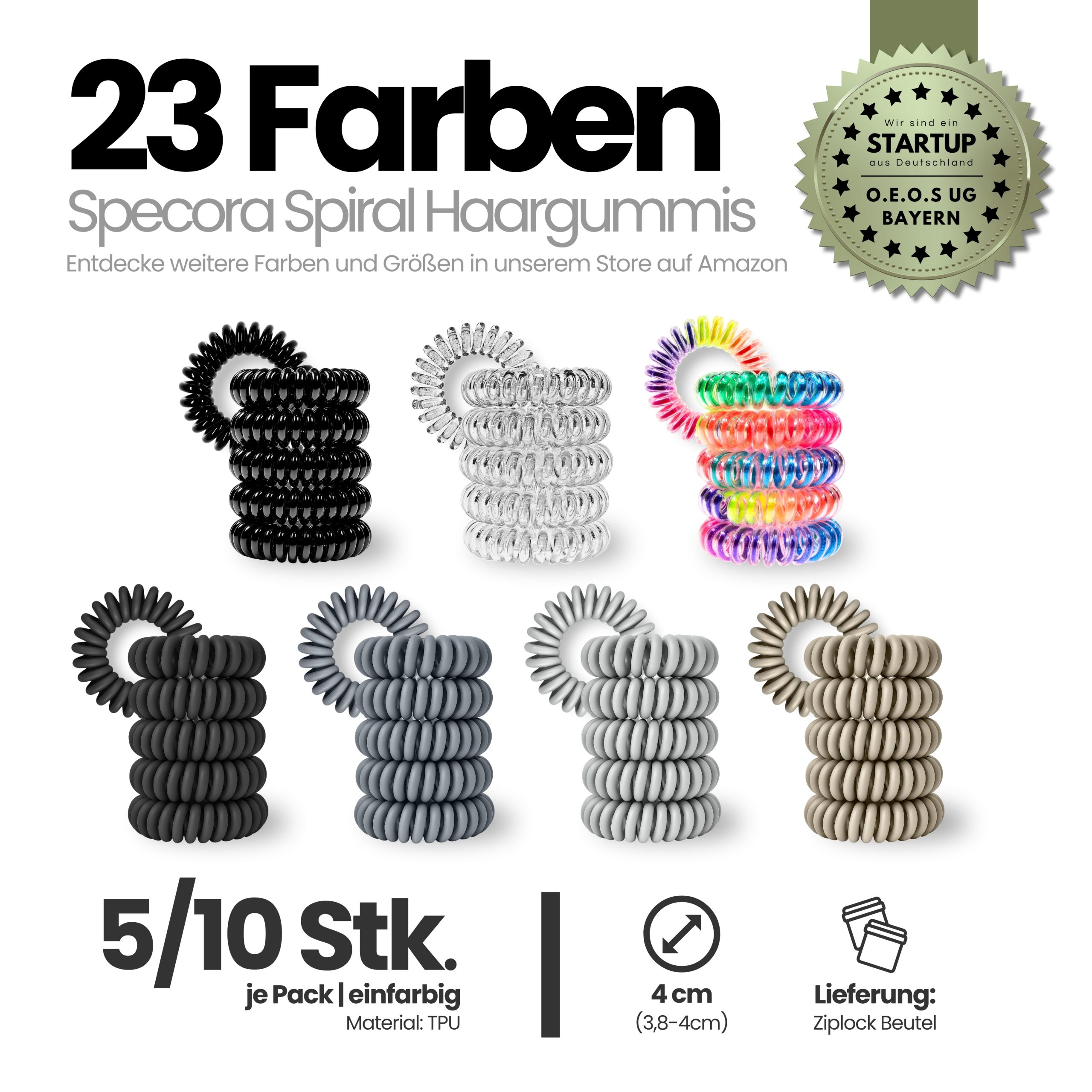 Spiral Haargummi Pastell Petrol | 10er Pack - 4cm – Bild 7