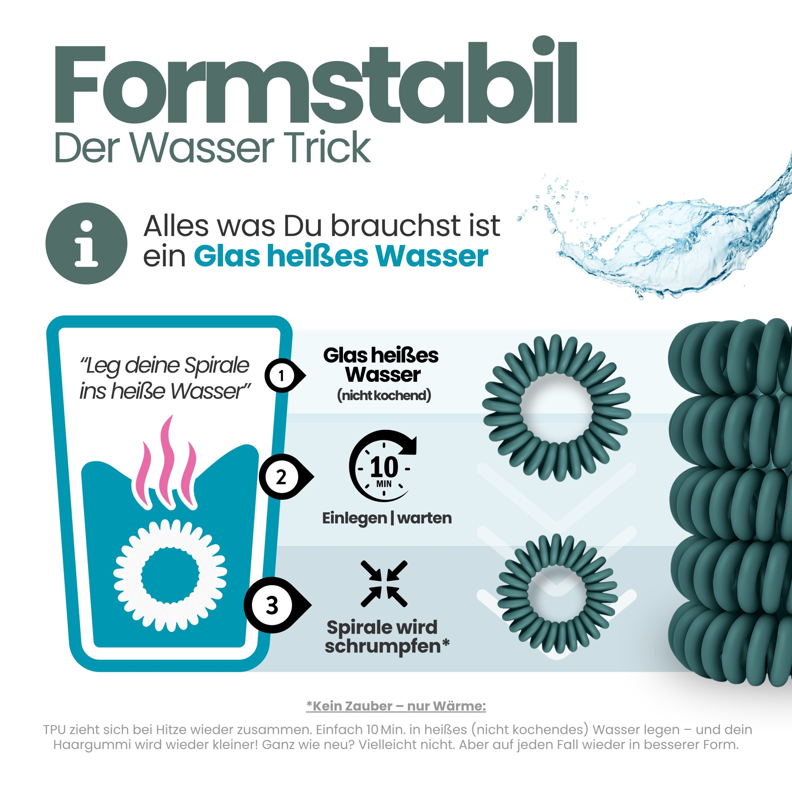 Spiral Haargummi Petrol | 5er Pack - 4cm – Bild 6