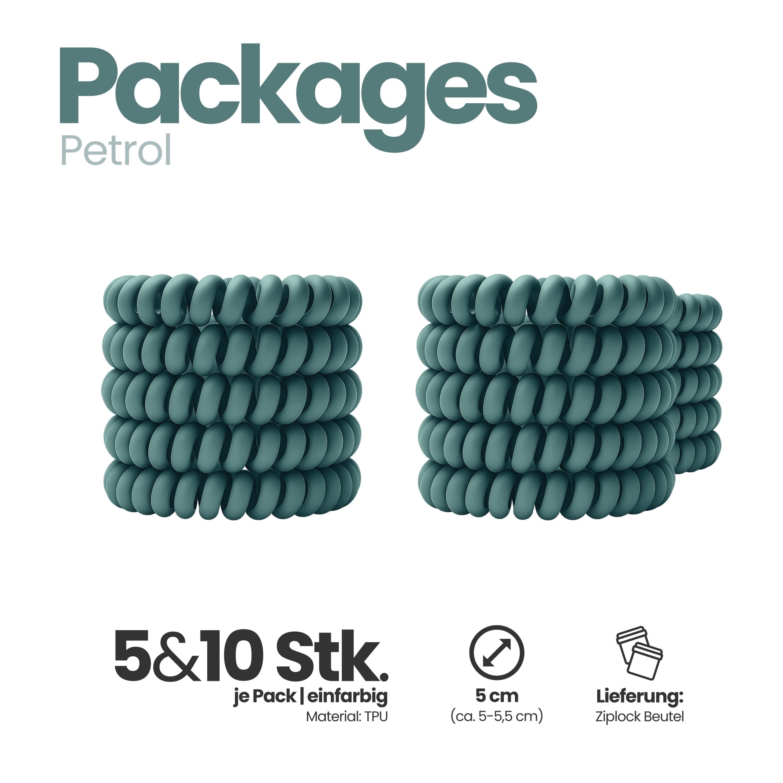 Spiral Haargummi Petrol | 10er Pack - 5cm – Bild 4