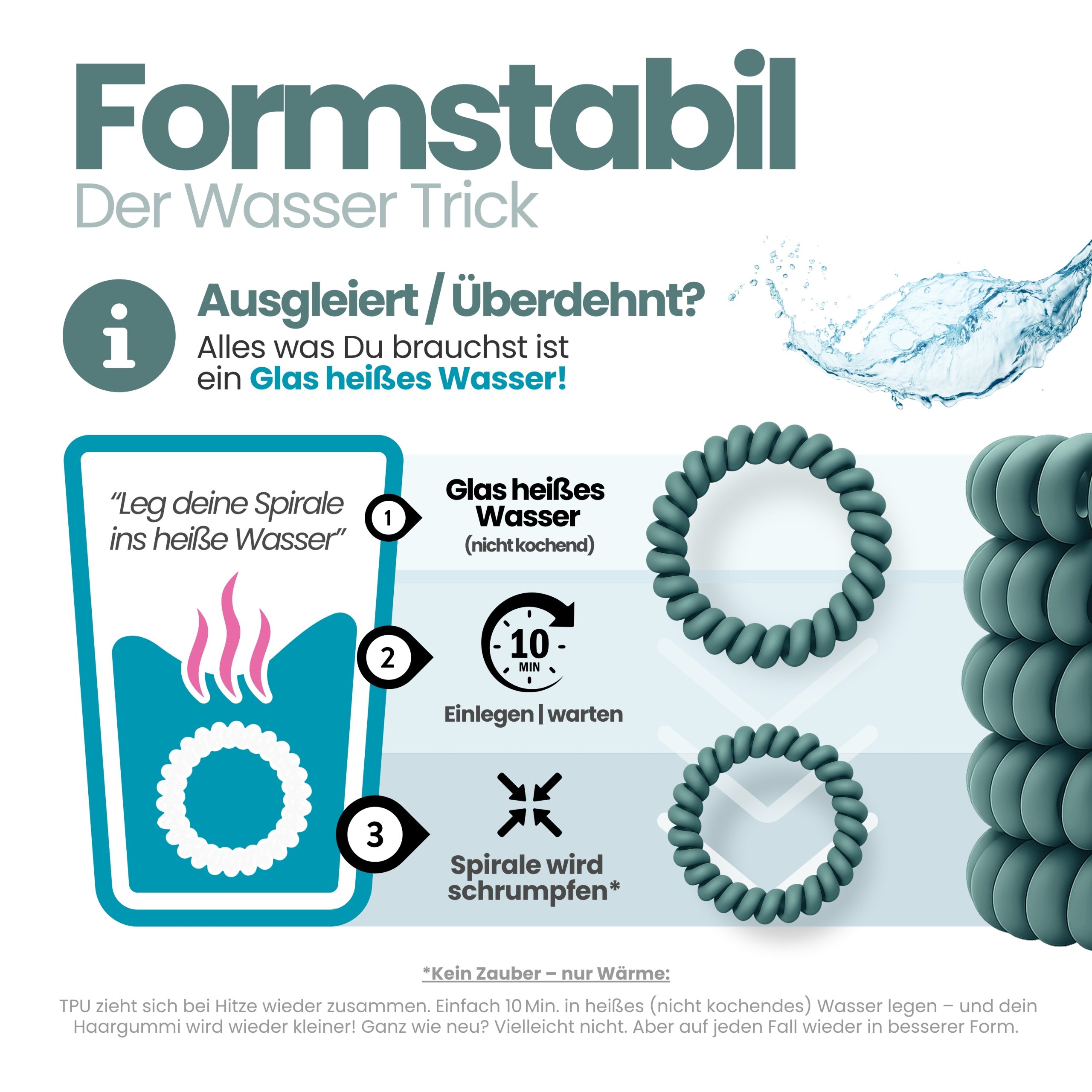 Spiral Haargummi Petrol | 10er Pack - 5cm – Bild 6