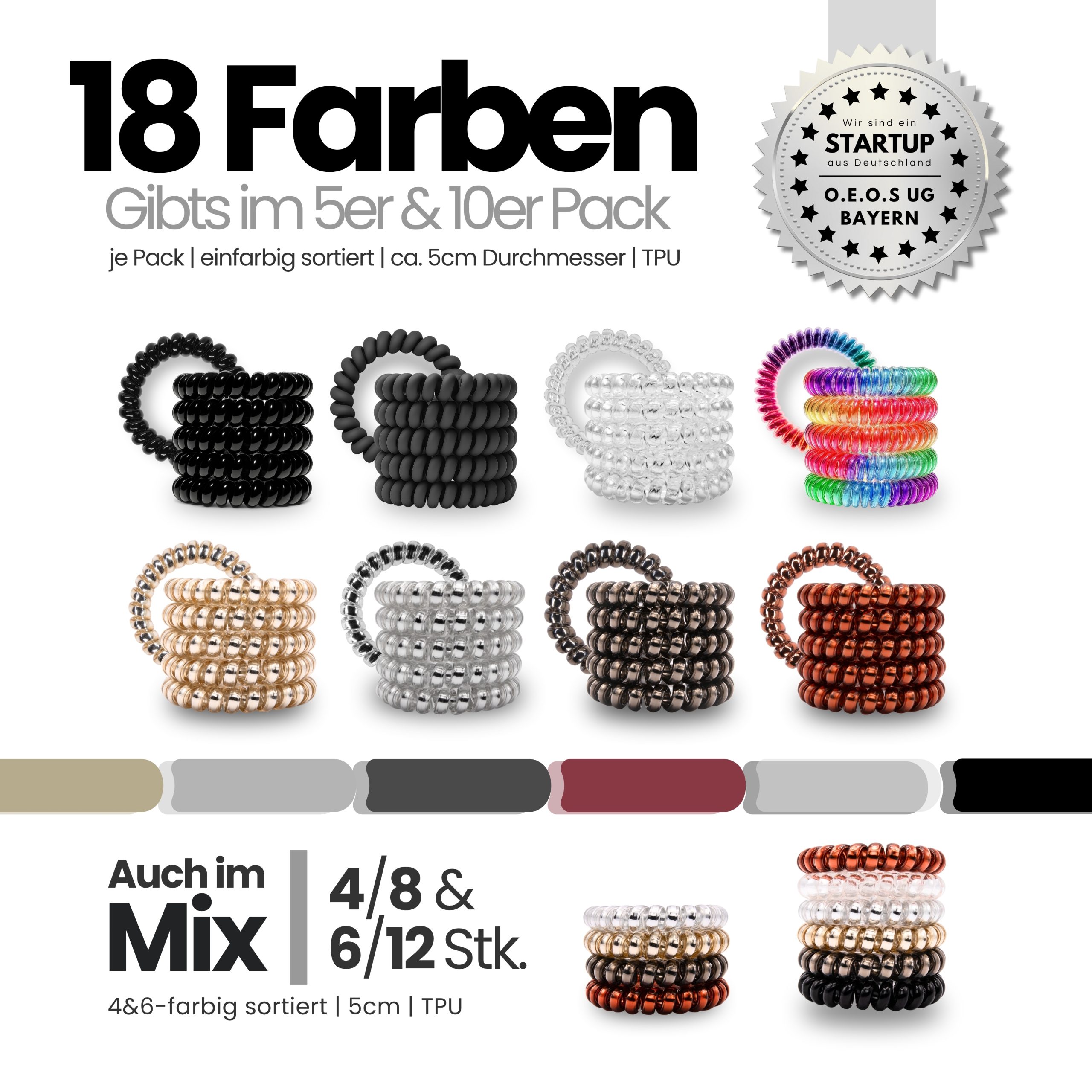 Spiral Haargummi Dunkelblau | 10er Pack - 5cm – Bild 7