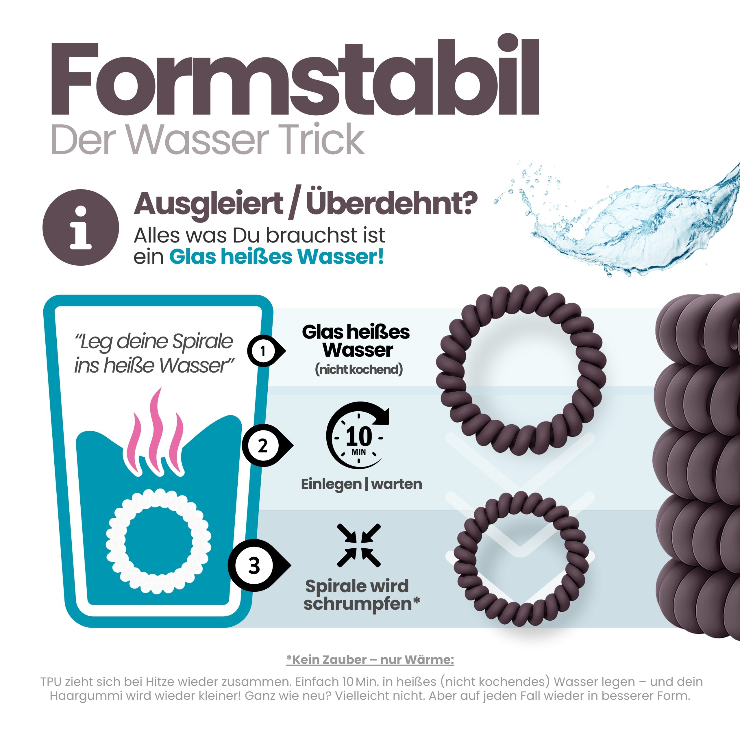 Spiral Haargummi Aubergine | 5er Pack - 5cm – Bild 6