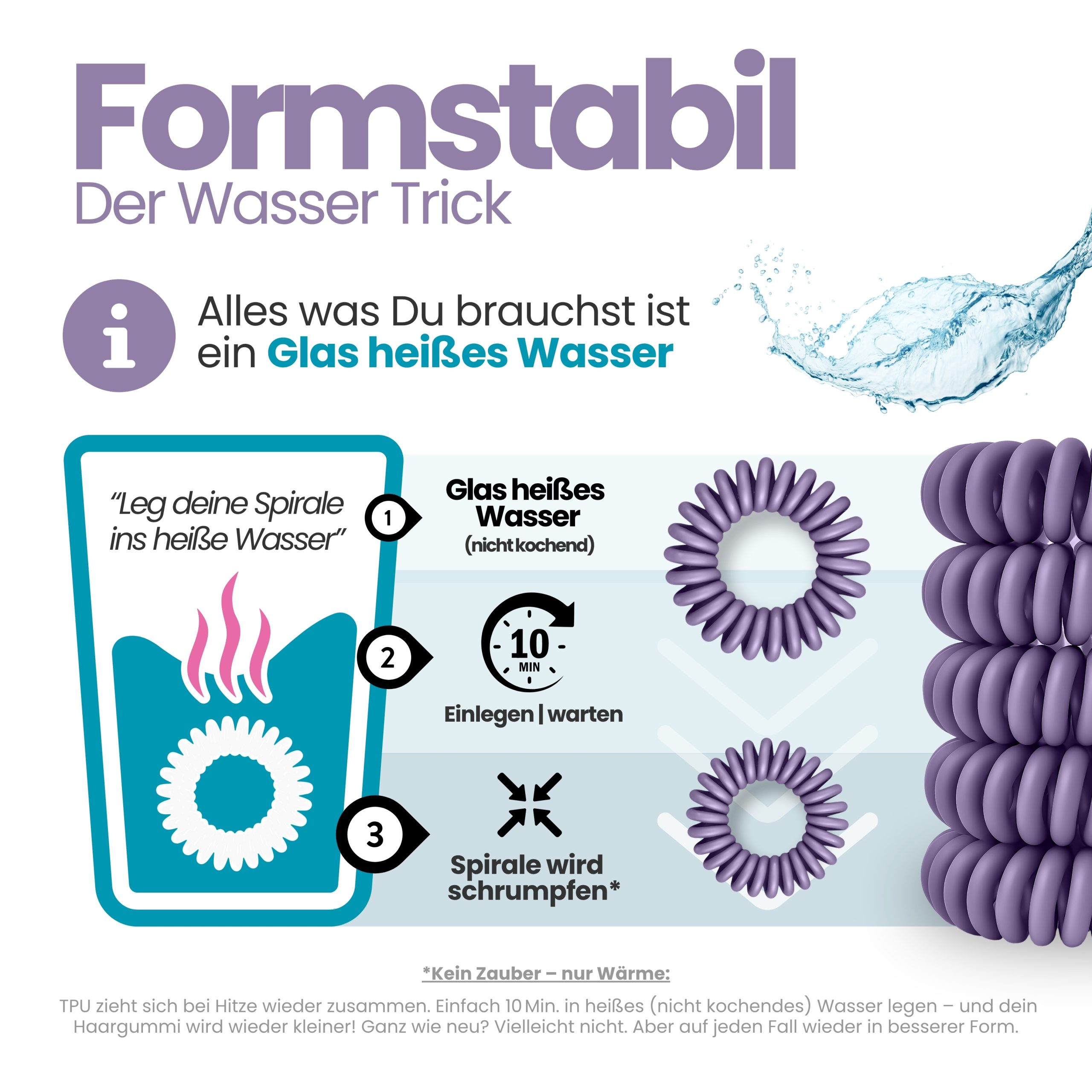 Spiral Haargummi Lavendel | 10er Pack - 4cm – Bild 6