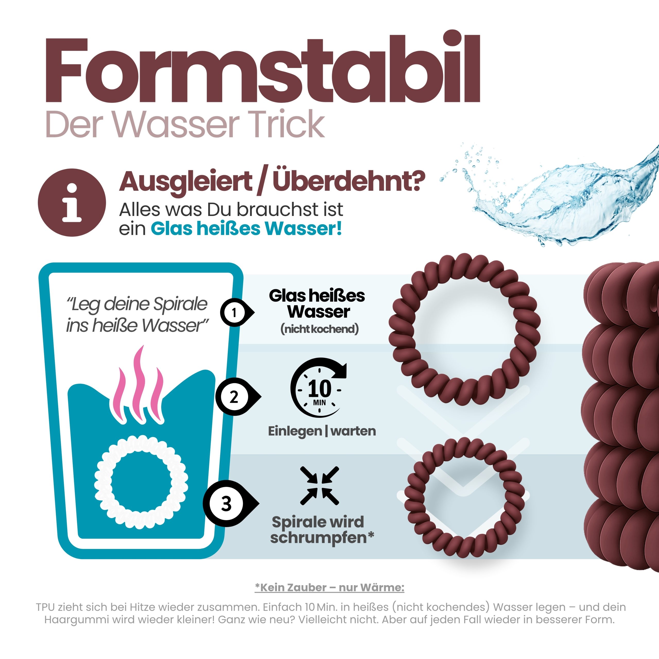 Spiral Haargummi Bordeaux | 10er Pack - 5cm – Bild 6