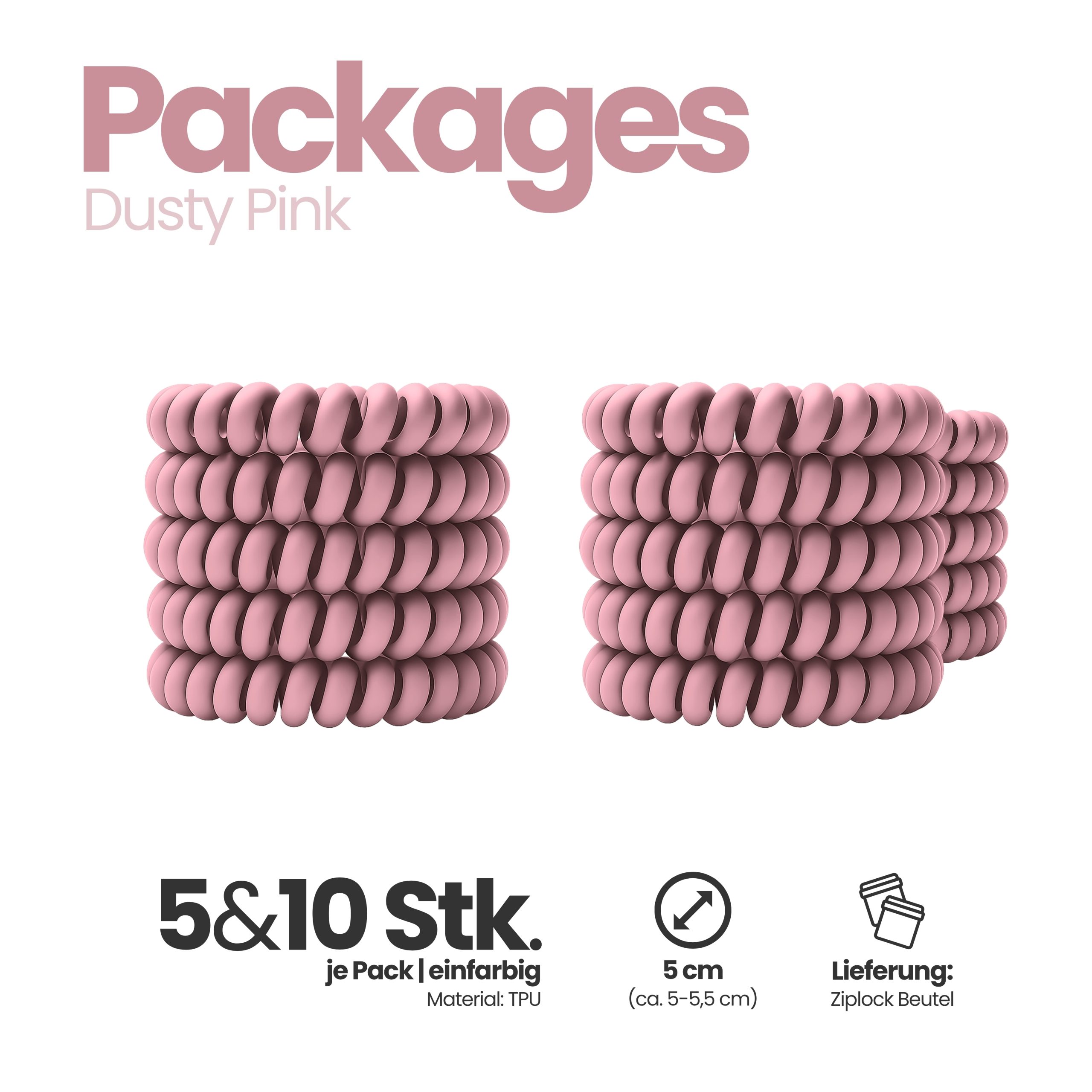 Spiral Haargummi Dusty Pink | 10er Pack - 5cm – Bild 4