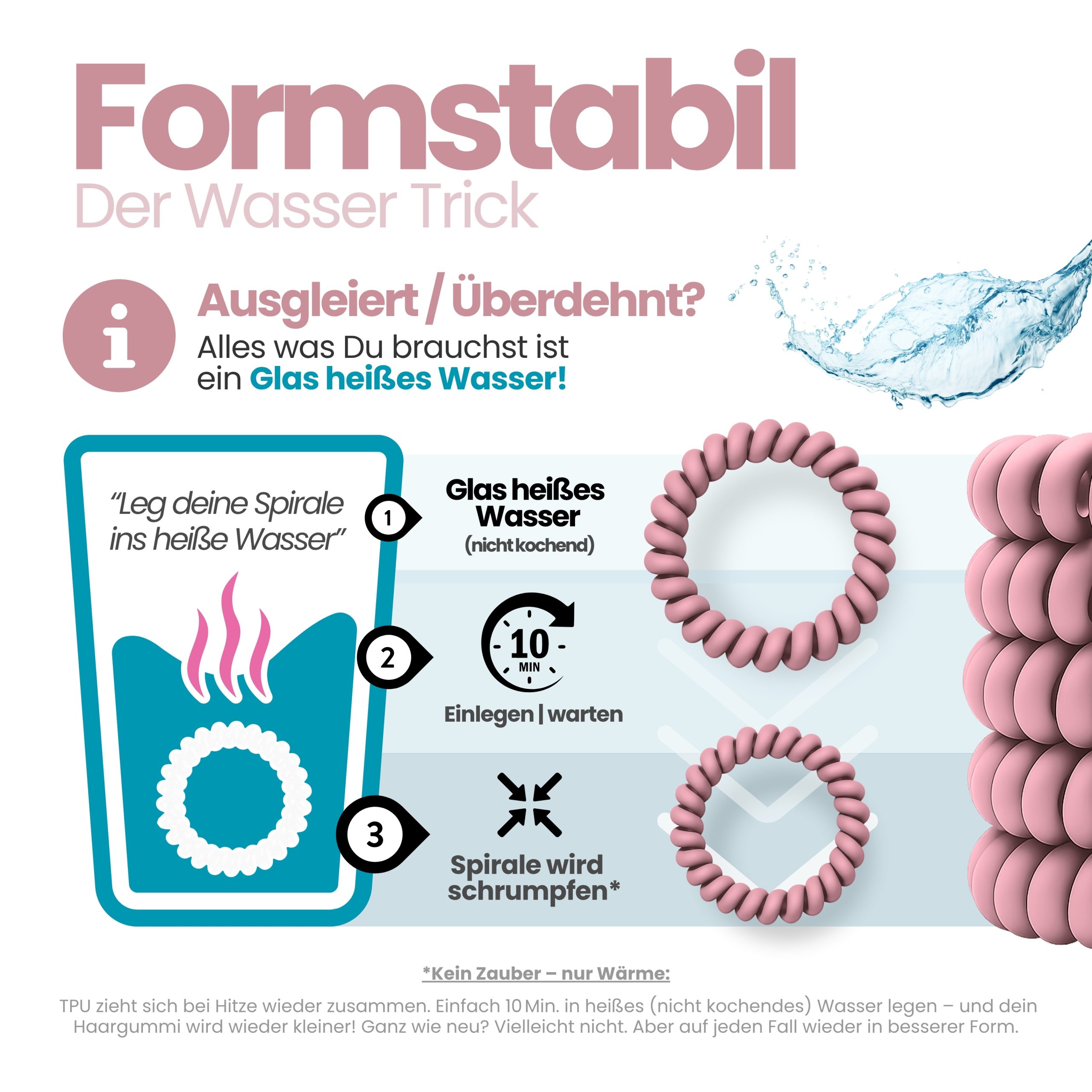 Spiral Haargummi Dusty Pink | 10er Pack - 5cm – Bild 6