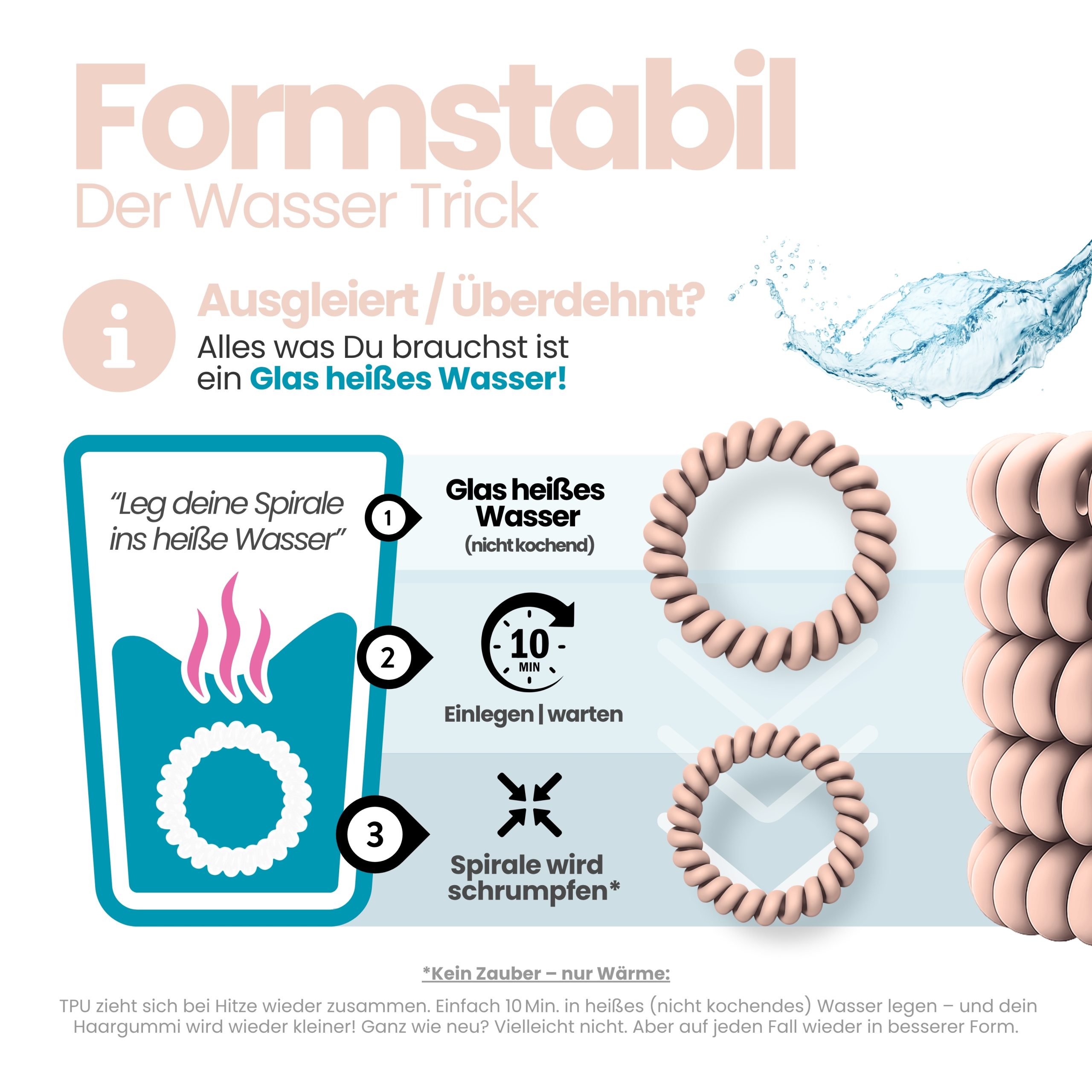 Spiral Haargummi Rosé Beige | 5er Pack - 5cm – Bild 6
