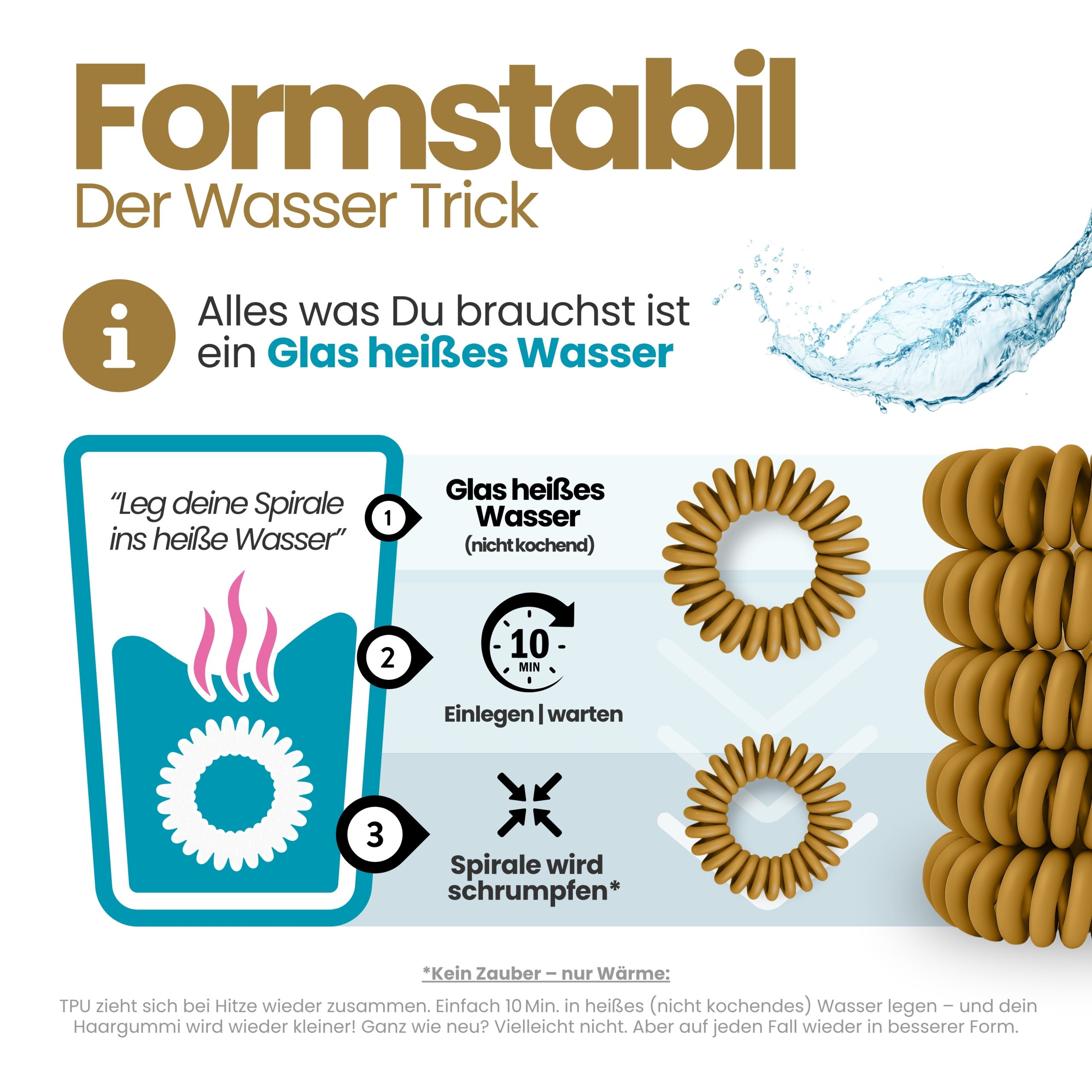 Spiral Haargummi Senfgelb | 10er Pack - 4cm – Bild 6